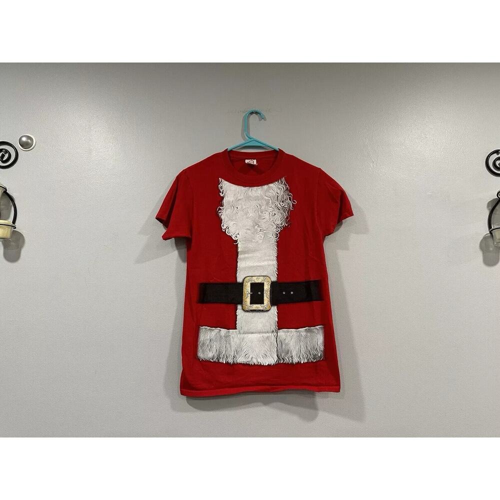 Dec. 25th Men's Red Santa Claus Beard & Belt Christmas T-Shirt Small S